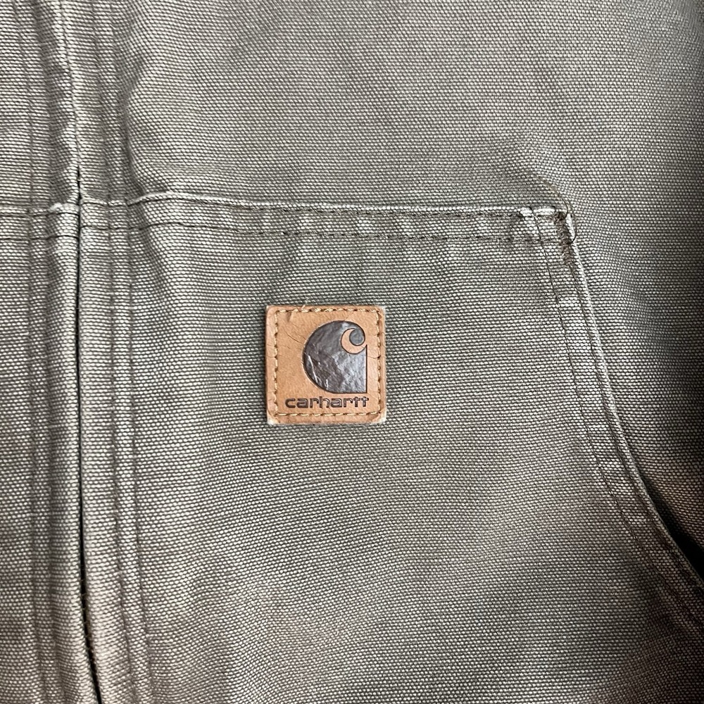 Carhartt Mens Sz XL J130 LBR Jacket Light Brown Quilt Lined Hooded Full Zip - Picture 2 of 8